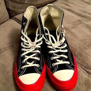 CONVERSE CONVERSE X COMME DES GARCONS PLAY ALL STAR CHUCK '70 HI RED SOLE - BLAC
